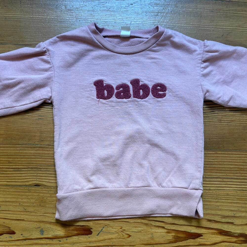 PL Baby pink Babe long puff sleeve‎ toddler sweatshirt SIZE 24M